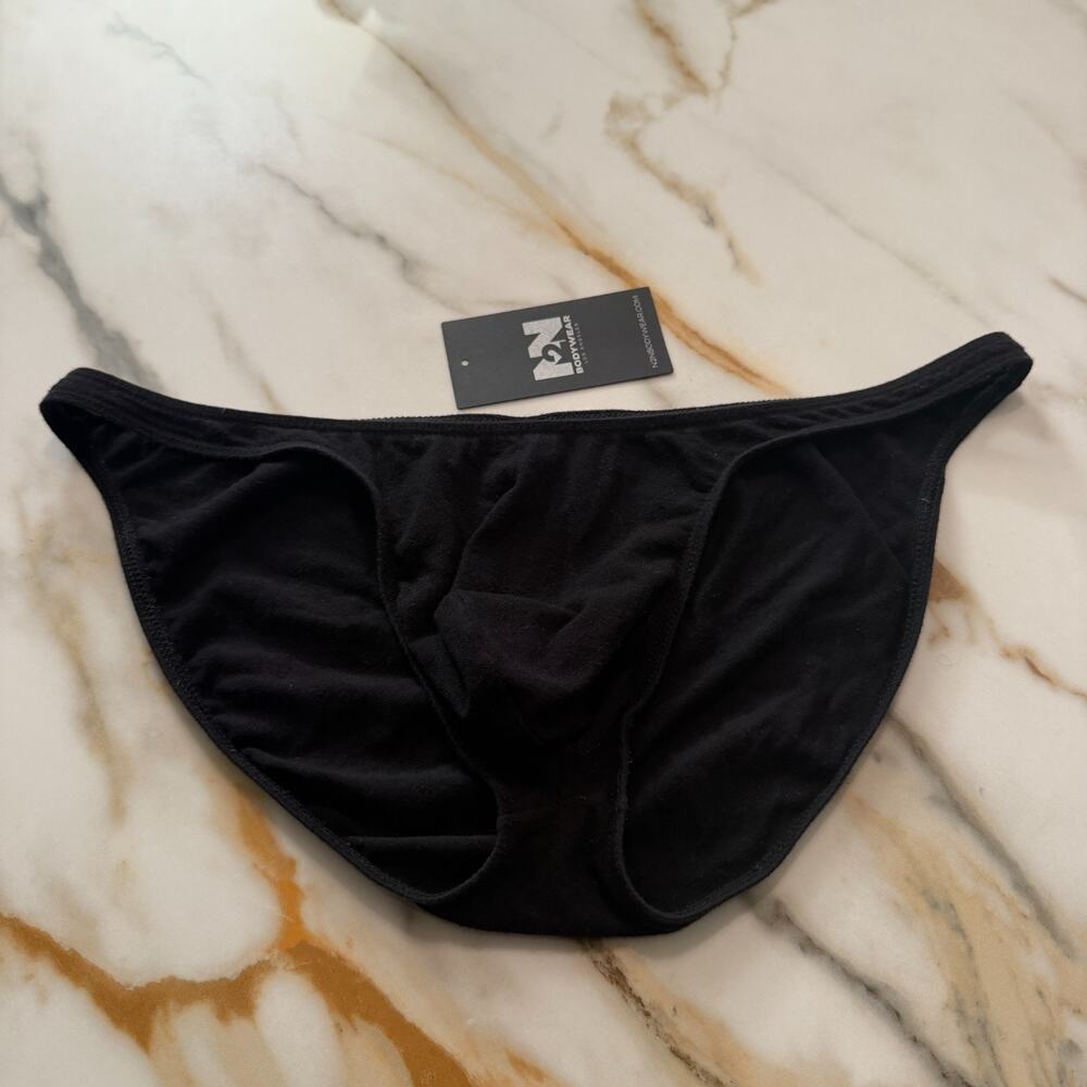NEW N2N Bodywear Mens Cotton Micro Bikini Color Black Size Large